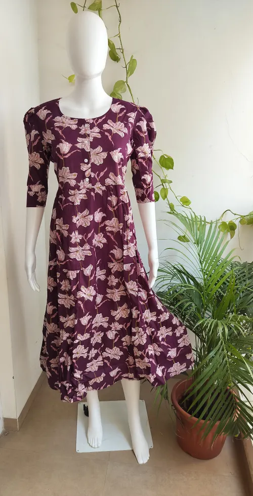 Cotton Floral Layer Maxi - Purple